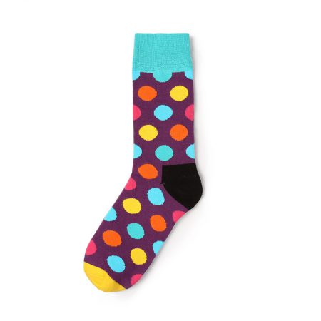 Private label knee-high socks unisex colorful dots in brown canvas